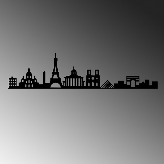 Wallity Paris Skyline Escultura de pared en Negro